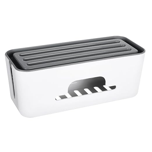 Heat-Resistant Cable & Charger Organizer Box — Cord Management for Desk & Bedside