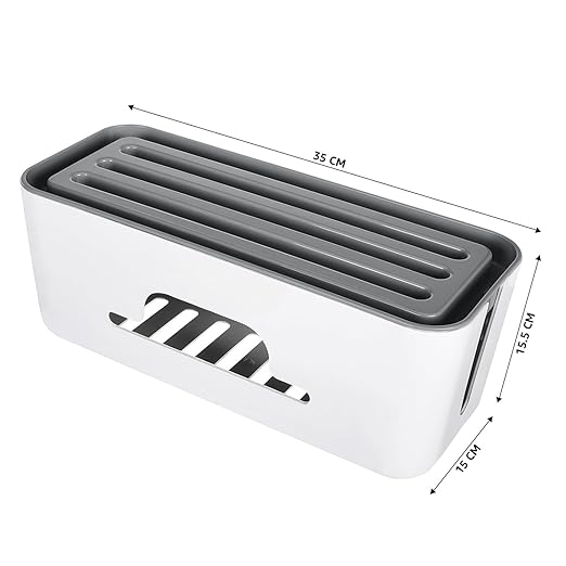Heat-Resistant Cable & Charger Organizer Box — Cord Management for Desk & Bedside