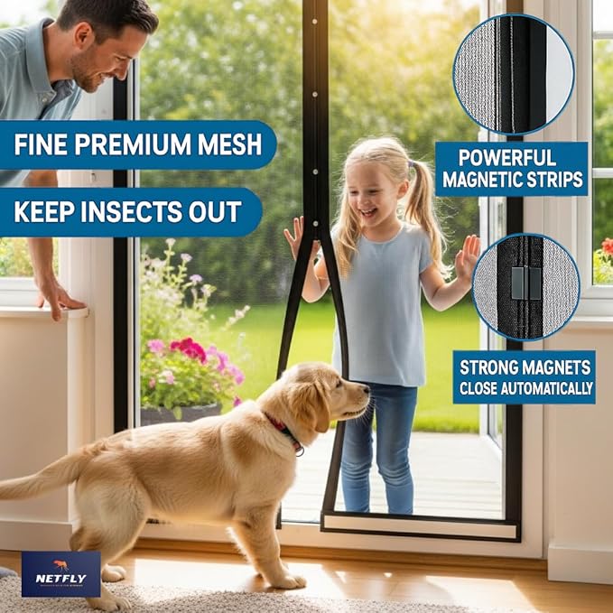 Magnetic mosquito screen door