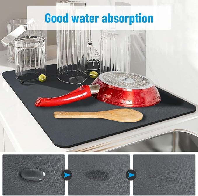 Dish Drying Mat — Heat-Resistant Non-Slip Kitchen Counter Drainer