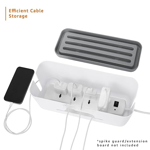 Heat-Resistant Cable & Charger Organizer Box — Cord Management for Desk & Bedside