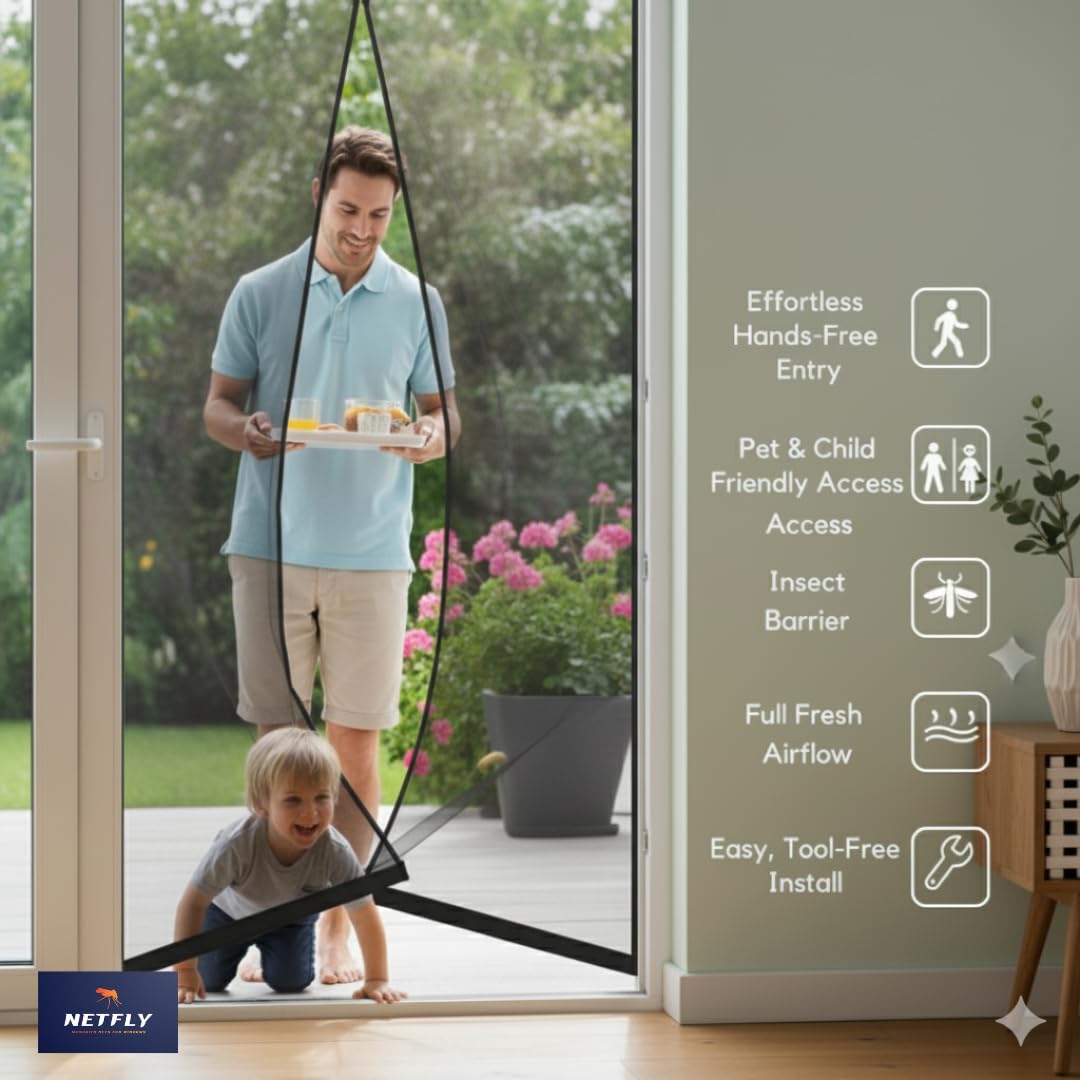 Magnetic mosquito screen door