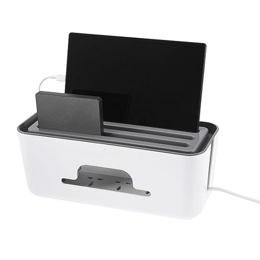 Heat-Resistant Cable & Charger Organizer Box — Cord Management for Desk & Bedside